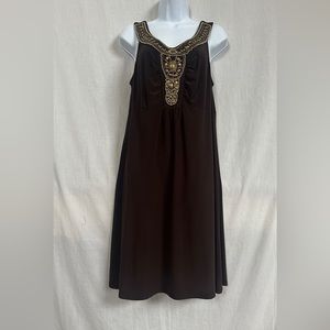 Brown & Gold midi dress Size 12